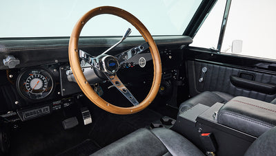 Ford Bronco 1970 in Black with Black bedlined hard top with custom straight stitch interior