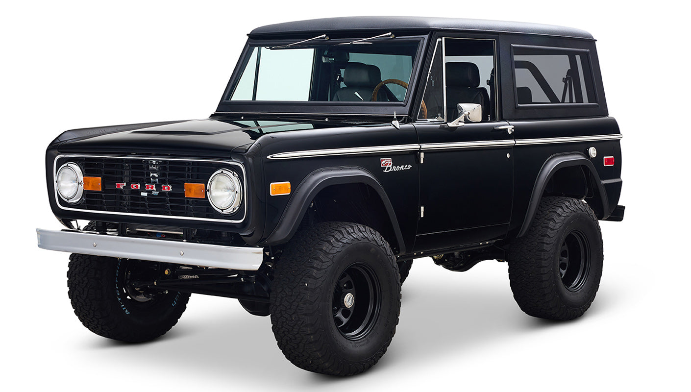 Ford Bronco 1970 in Black with Black bedlined hard top with custom straight stitch interior