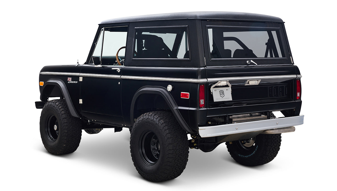 Ford Bronco 1970 in Black with Black bedlined hard top with custom straight stitch interior