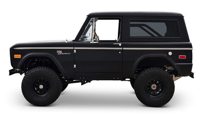 Ford Bronco 1970 in Black with Black bedlined hard top with custom straight stitch interior