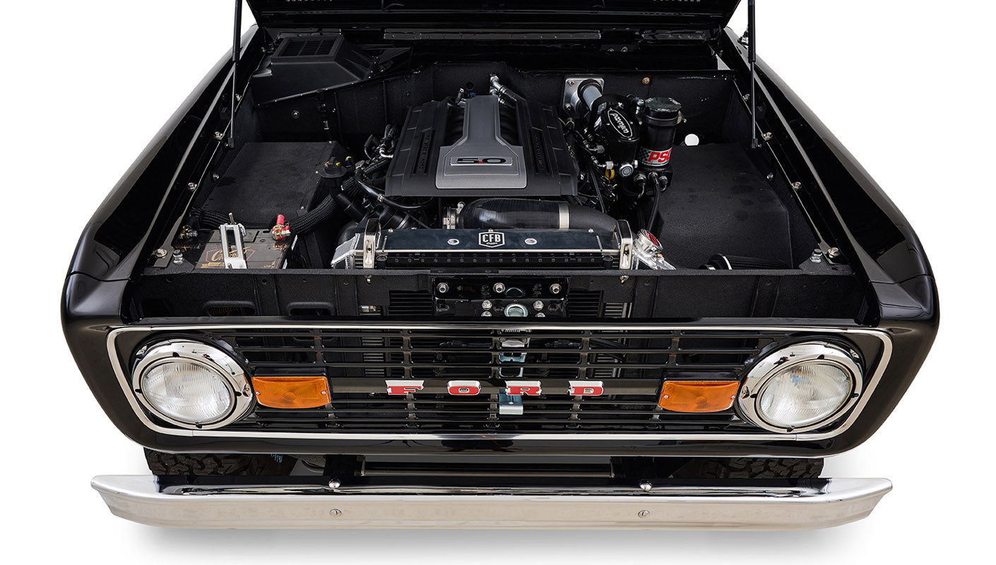 Ford Bronco 1970 in Black with Black bedlined hard top with custom straight stitch interior