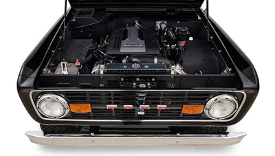 Ford Bronco 1970 in Black with Black bedlined hard top with custom straight stitch interior