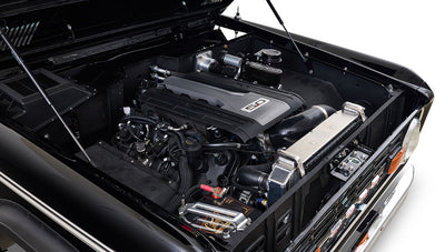 Ford Bronco 1970 in Black with Black bedlined hard top with custom straight stitch interior
