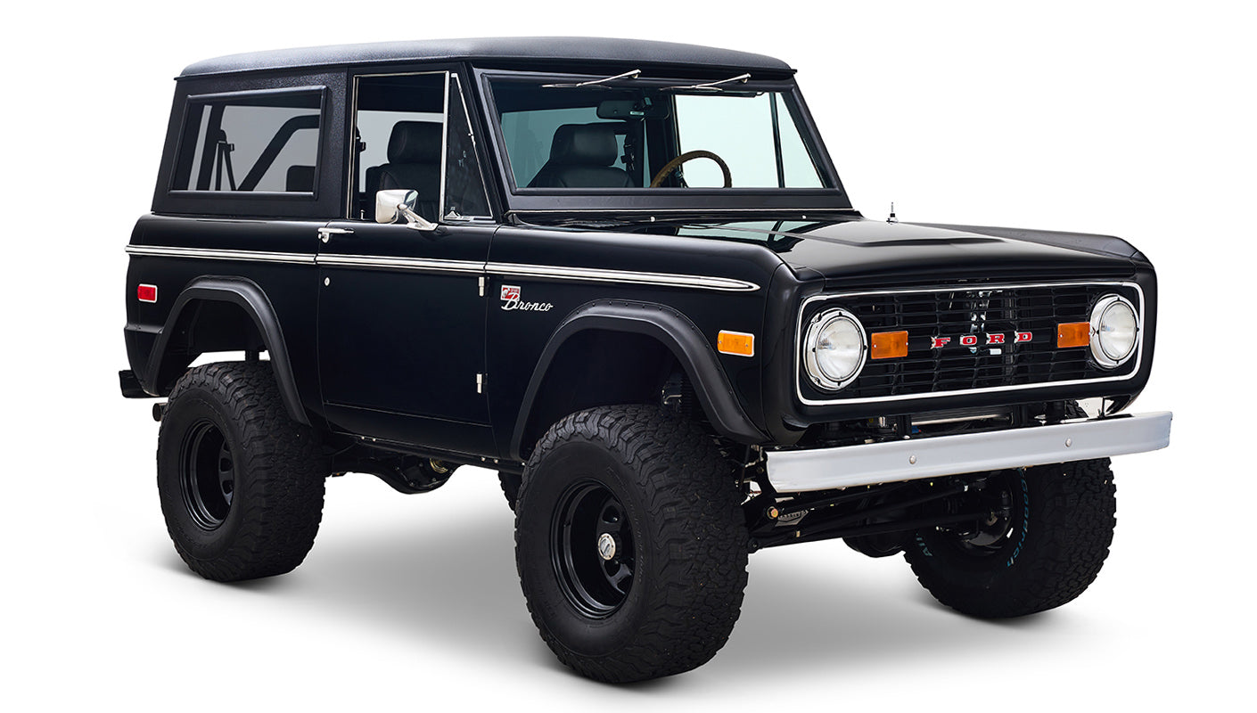 Ford Bronco 1970 in Black with Black bedlined hard top with custom straight stitch interior