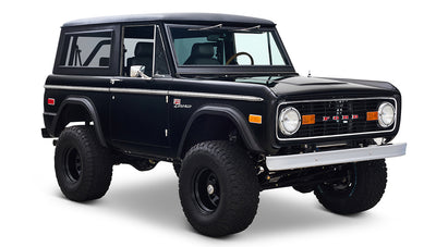 Ford Bronco 1970 in Black with Black bedlined hard top with custom straight stitch interior