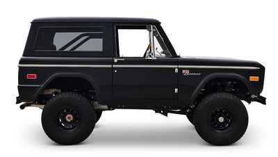 Ford Bronco 1970 in Black with Black bedlined hard top with custom straight stitch interior