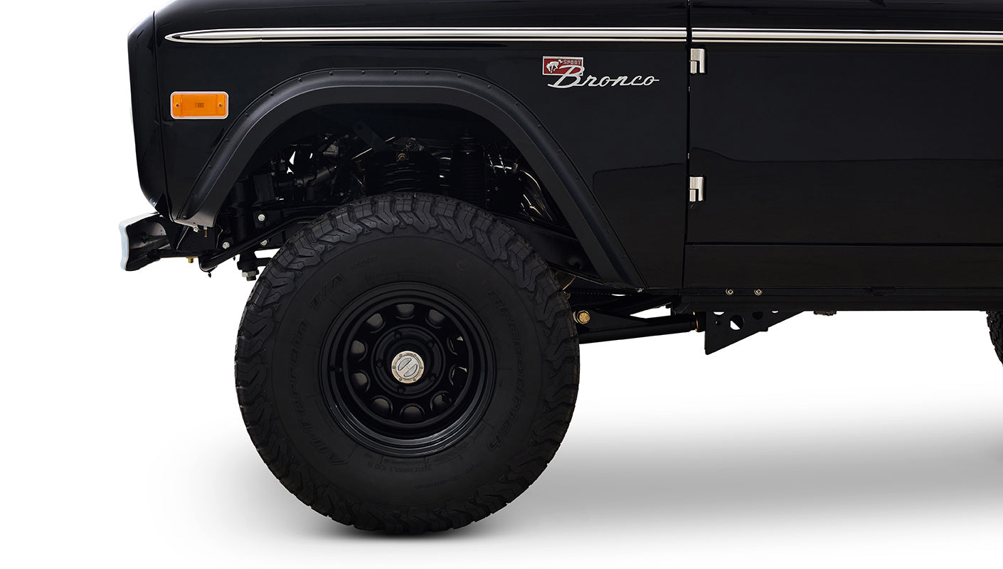 Ford Bronco 1970 in Black with Black bedlined hard top with custom straight stitch interior