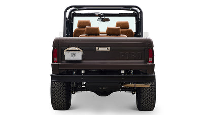 Ford Bronco 1970 in Matte Macadamia Brown with whiskey leather interior and black wheels