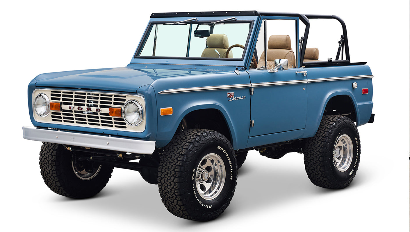 1970 Ford Bronco in Stars and Stripes Blue with family roll cage