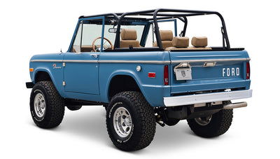 1970 Ford Bronco in Stars and Stripes Blue with family roll cage