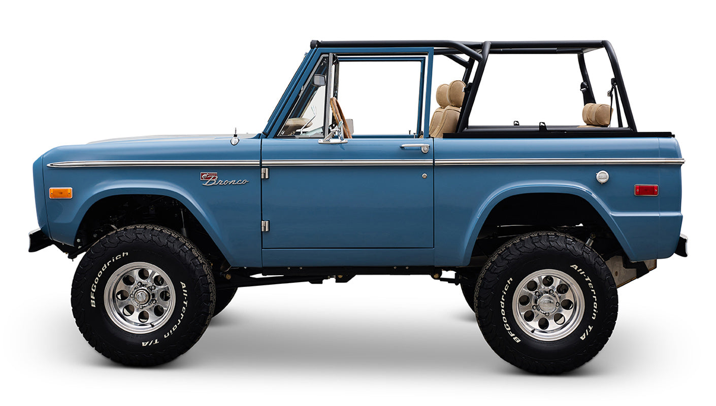 1970 Ford Bronco in Stars and Stripes Blue with family roll cage