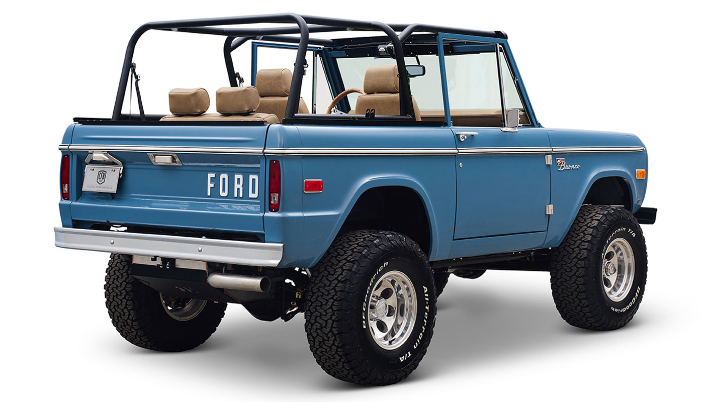 1970 Ford Bronco in Stars and Stripes Blue with family roll cage
