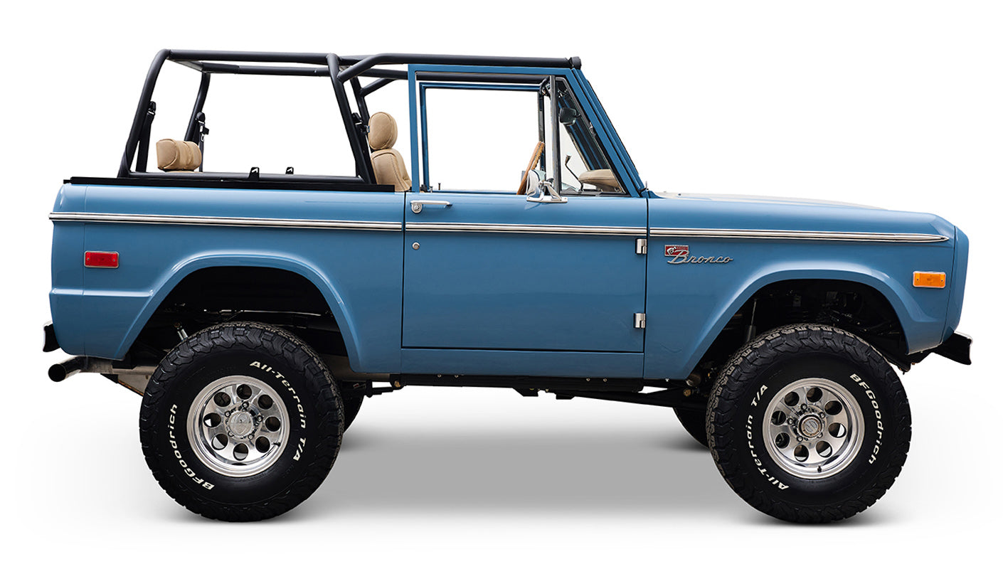 1970 Ford Bronco in Stars and Stripes Blue with family roll cage