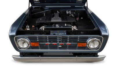 Ford Bronco 1972 Matte Brittany Blue Coyote Series with Black Soft Top Engine