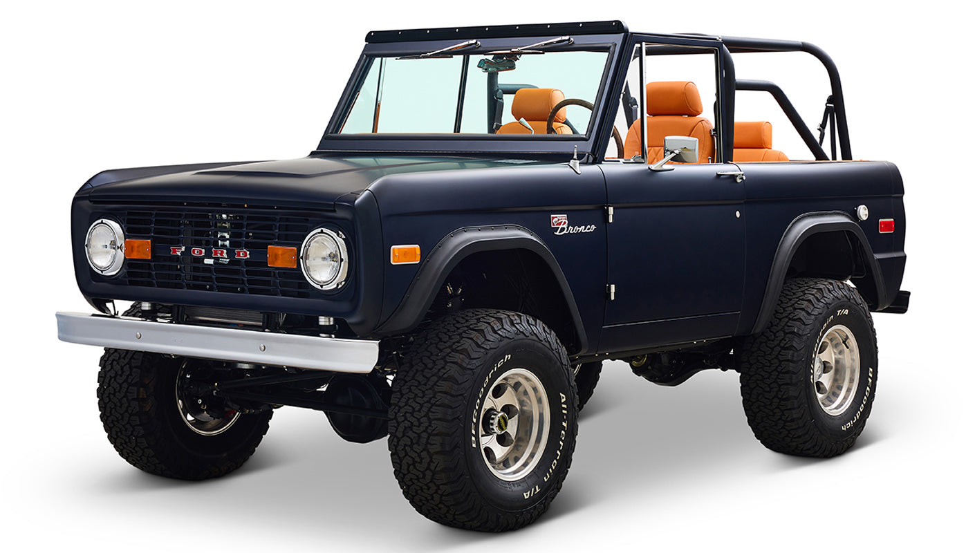 Ford Bronco 1972 Matte Navy Coyote Series with Custom Orange Rolls Royce Interior