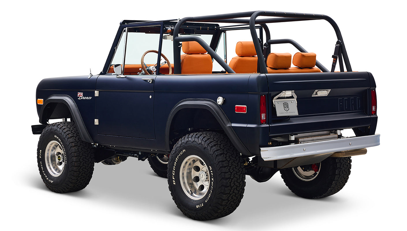 Ford Bronco 1972 Matte Navy Coyote Series with Custom Orange Rolls Royce Interior
