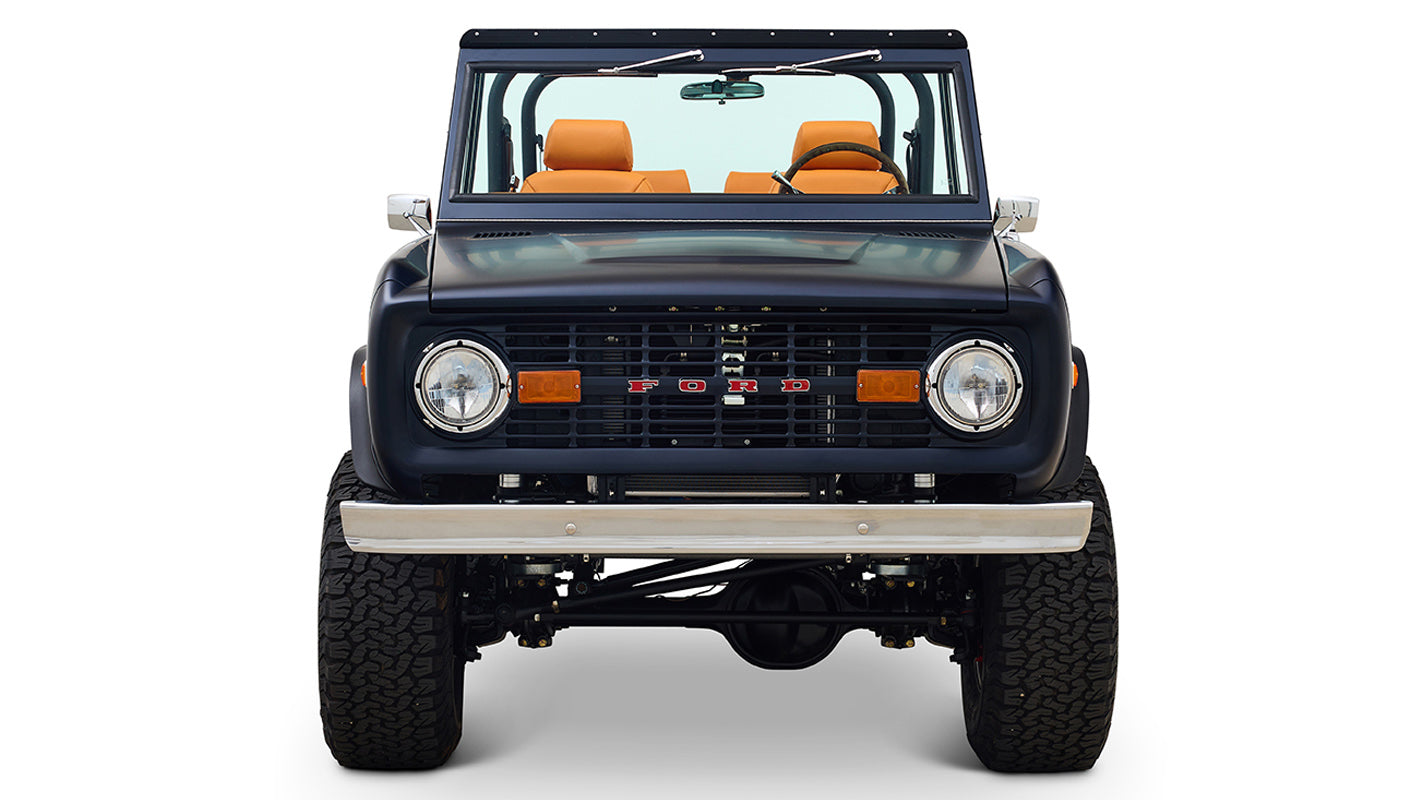 Ford Bronco 1972 Matte Navy Coyote Series with Custom Orange Rolls Royce Interior