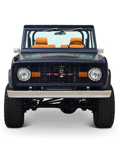 Ford Bronco 1972 Matte Navy Coyote Series with Custom Orange Rolls Royce Interior
