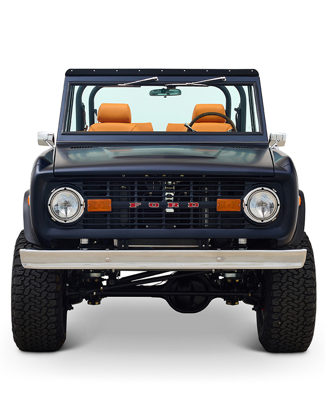 Ford Bronco 1972 Matte Navy Coyote Series with Custom Orange Rolls Royce Interior