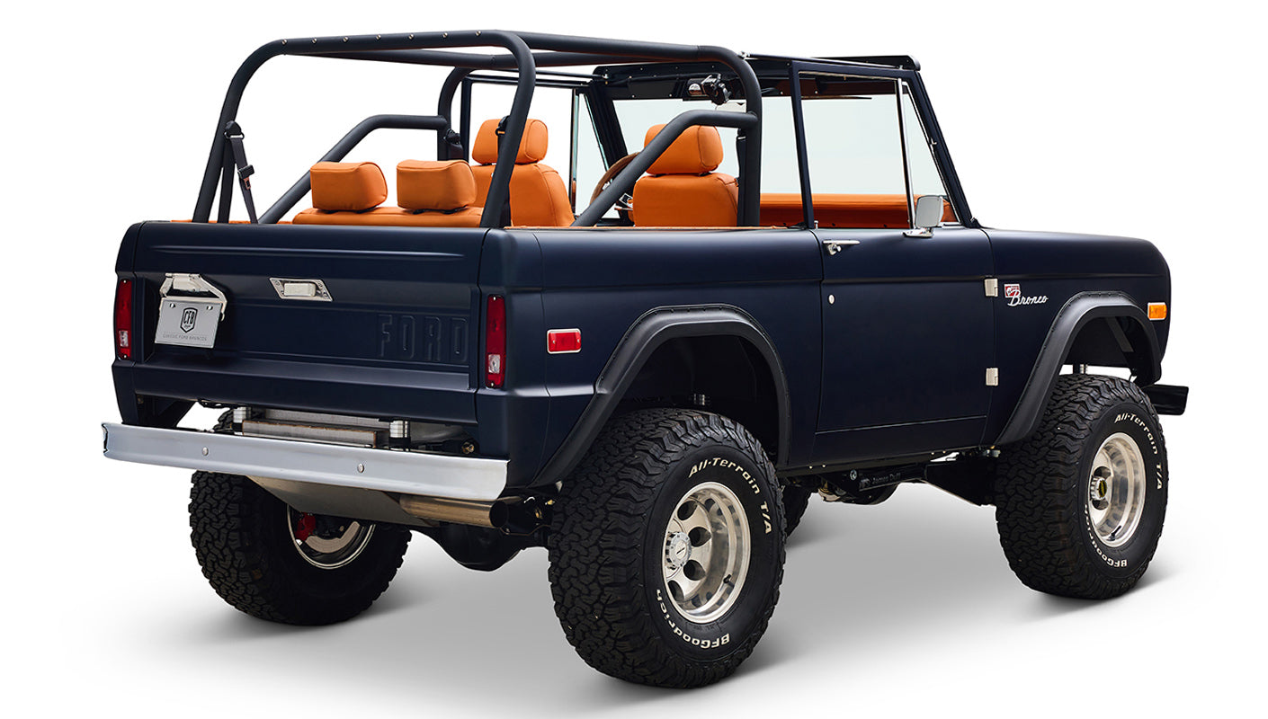 Ford Bronco 1972 Matte Navy Coyote Series with Custom Orange Rolls Royce Interior