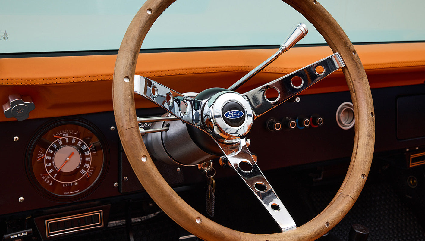 Ford Bronco 1972 Matte Navy Coyote Series with Custom Orange Rolls Royce Interior 5.0L Engine