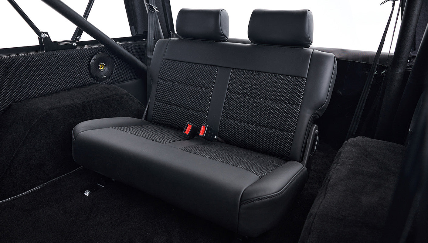 Ford Bronco 1973 Black Coyote Series with Black Soft Top Custom Basket Weave Interior