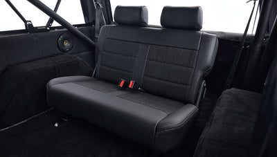 Ford Bronco 1973 Black Coyote Series with Black Soft Top Custom Basket Weave Interior
