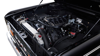 Ford Bronco 1973 Black Coyote Series with Custom Whiskey Diamond Stitch Interior Coyote 5.0L Engine