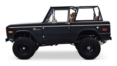 Ford Bronco 1973 Black Coyote Series with Custom Whiskey Diamond Stitch Interior