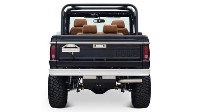 Ford Bronco 1973 Black Coyote Series with Custom Whiskey Diamond Stitch Interior