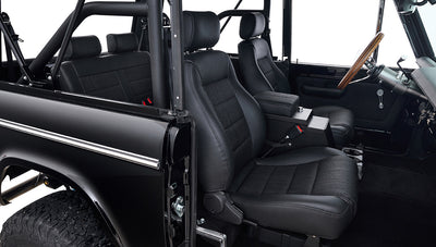 Ford Bronco 1973 Black Coyote Series with Black Soft Top Custom Basket Weave Interior