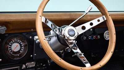Ford Bronco 1973 Black Coyote Series with Custom Whiskey Diamond Stitch Interior