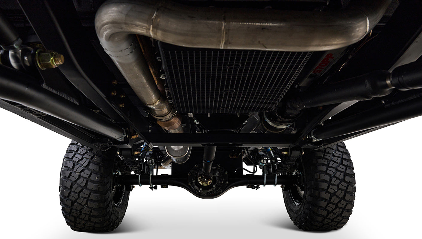 Ford Bronco 1973 Black Coyote Series with Custom Whiskey Diamond Stitch Interior