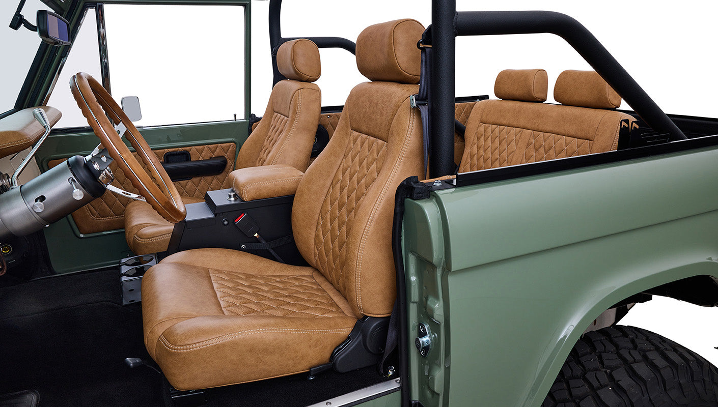 Ford Bronco 1973 Boxwood Green Coyote Series with Ball Glove Interior