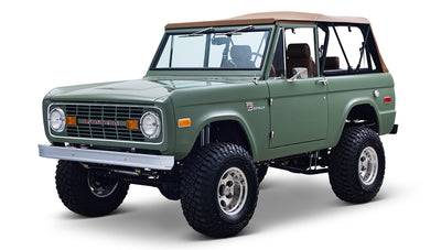 Ford Bronco 1973 Boxwood Green Coyote Series with Brown Soft Top