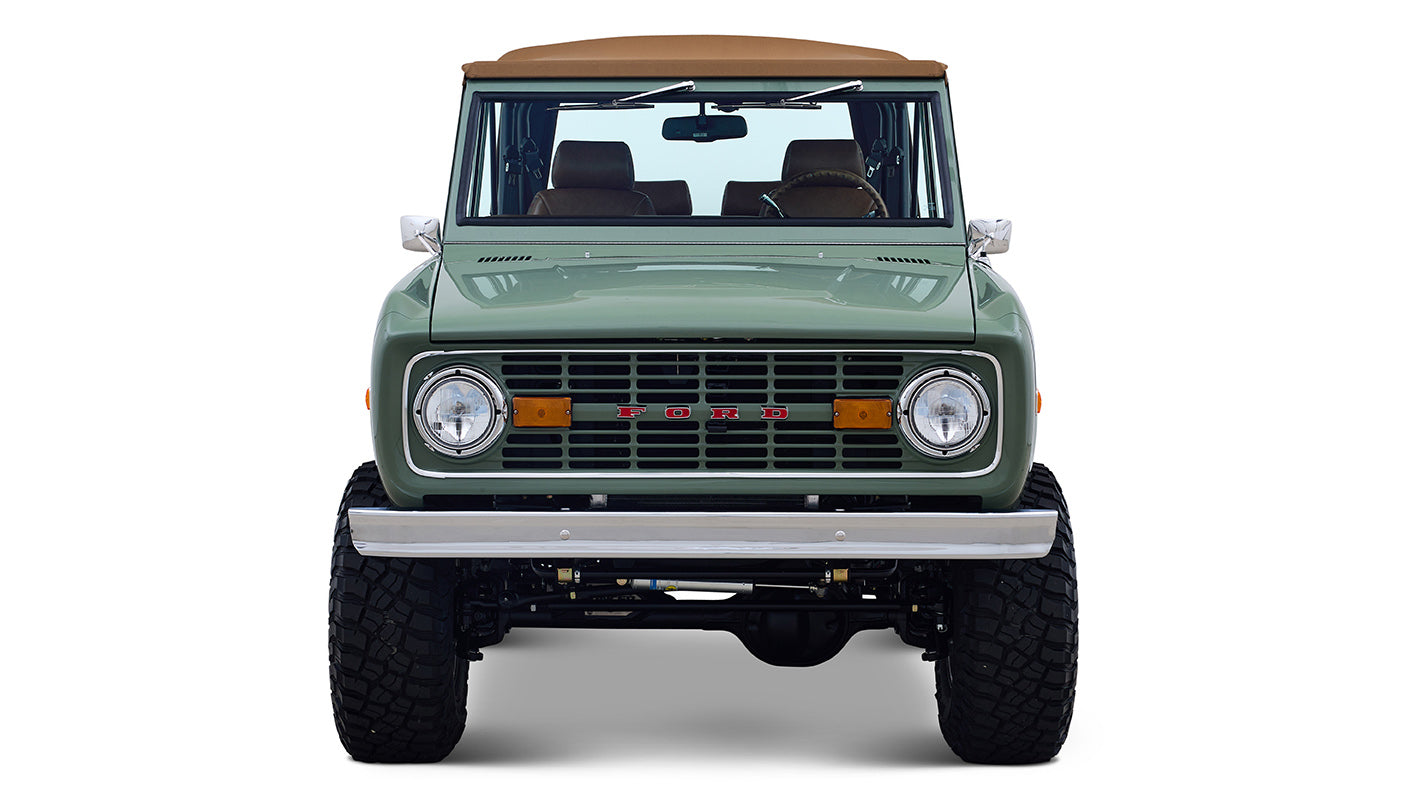 Ford Bronco 1973 Boxwood Green Coyote Series with Brown Soft Top