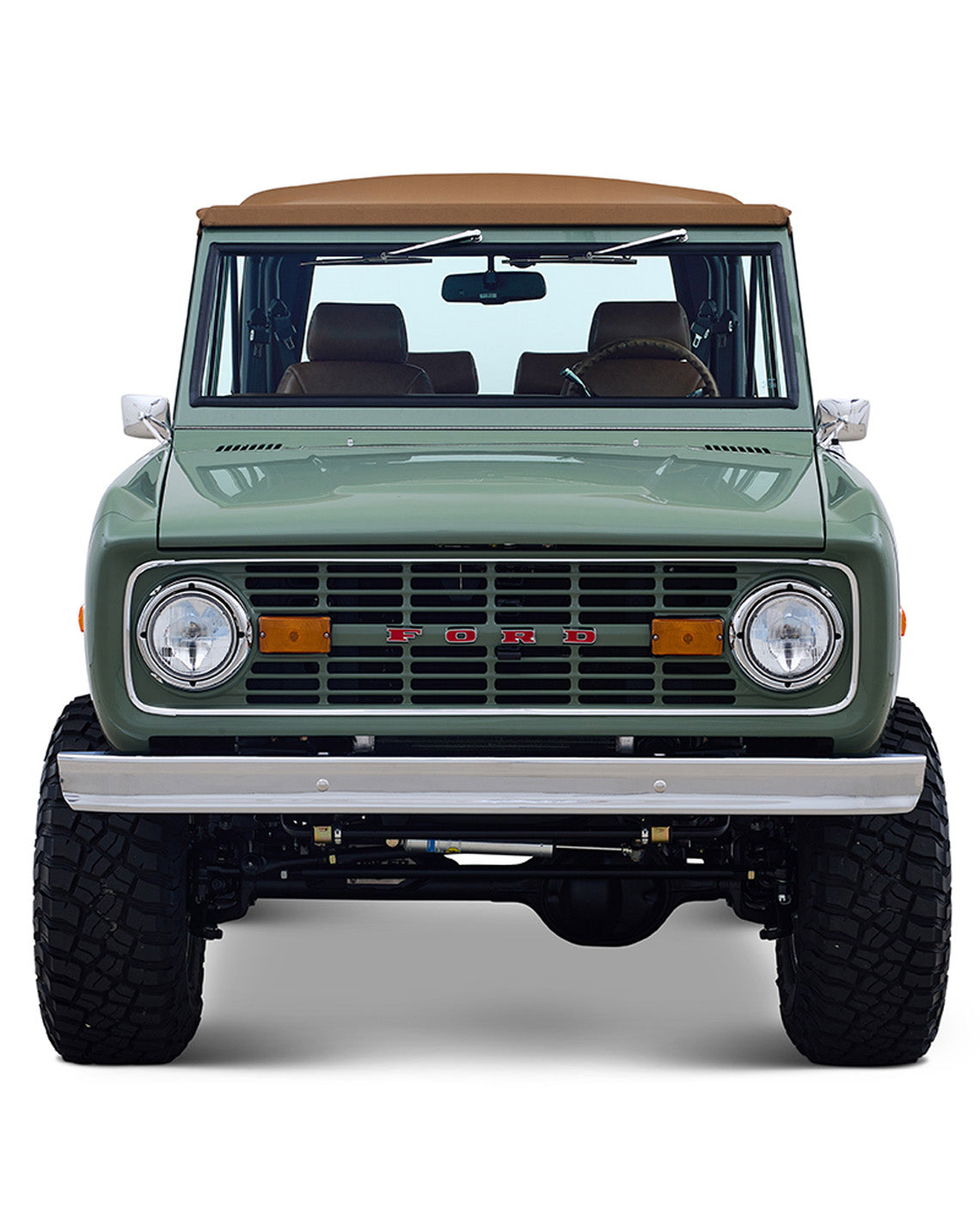 Ford Bronco 1973 Boxwood Green Coyote Series with Brown Soft Top