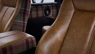 Ford Bronco 1973 Boxwood Green Coyote Series with Brown Soft Top Custom Leather Tartan Interior