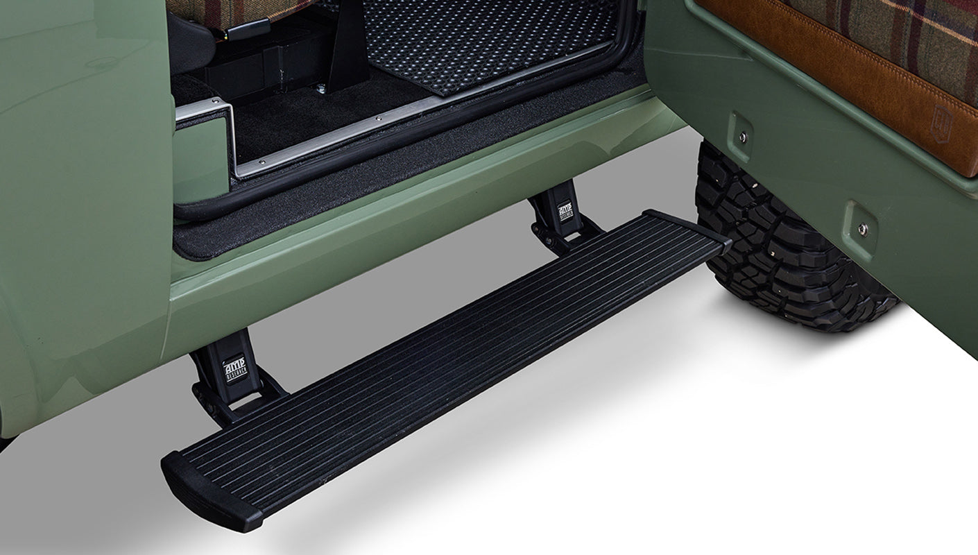 Ford Bronco 1973 Boxwood Green Coyote Series with Brown Soft Top Power Steps
