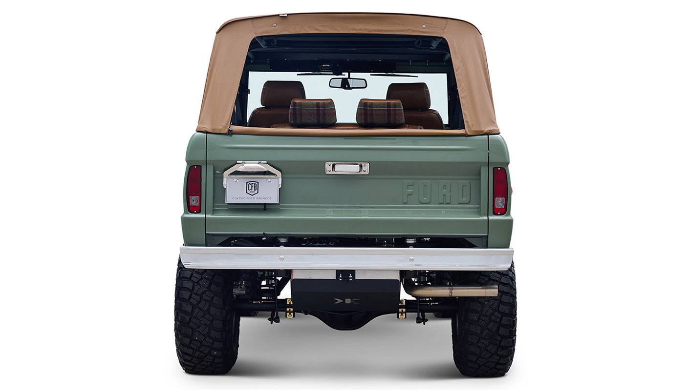 Ford Bronco 1973 Boxwood Green Coyote Series with Brown Soft Top