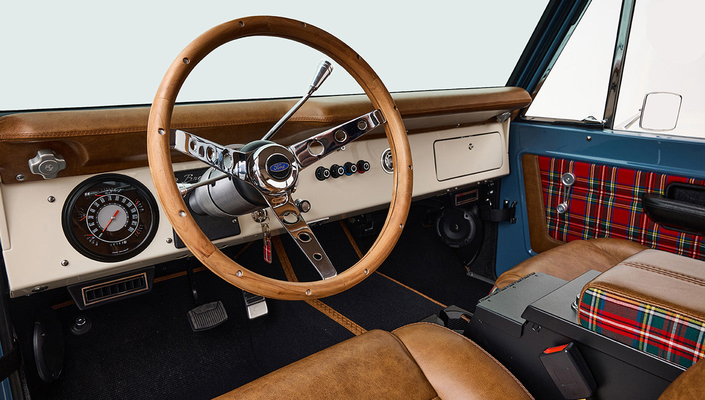 1973 Classic Ford Broncos Coyote Series with Bikini Top & Custom Leather and Tartan Plaid Interior
