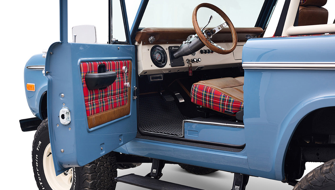 1973 Classic Ford Broncos Coyote Series with Bikini Top & Custom Leather and Tartan Plaid Interior