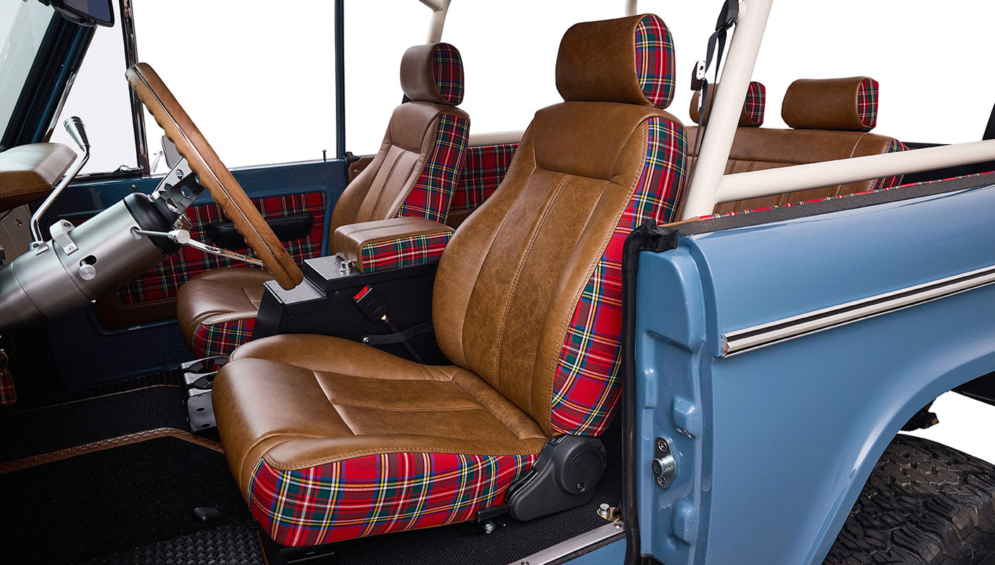 1973 Classic Ford Broncos Coyote Series with Bikini Top & Custom Leather and Tartan Plaid Interior