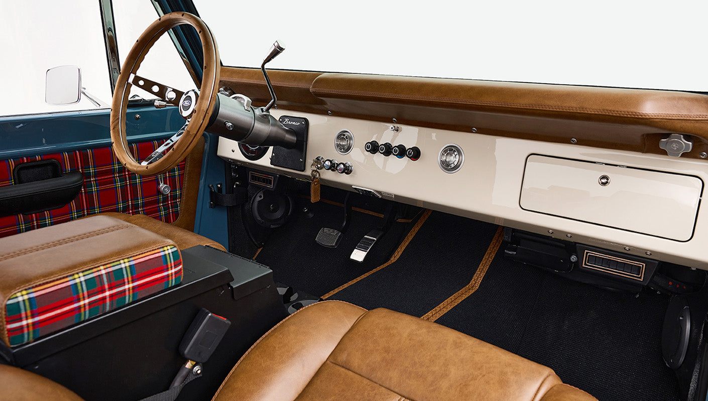 1973 Classic Ford Broncos Coyote Series with Bikini Top & Custom Leather and Tartan Plaid Interior