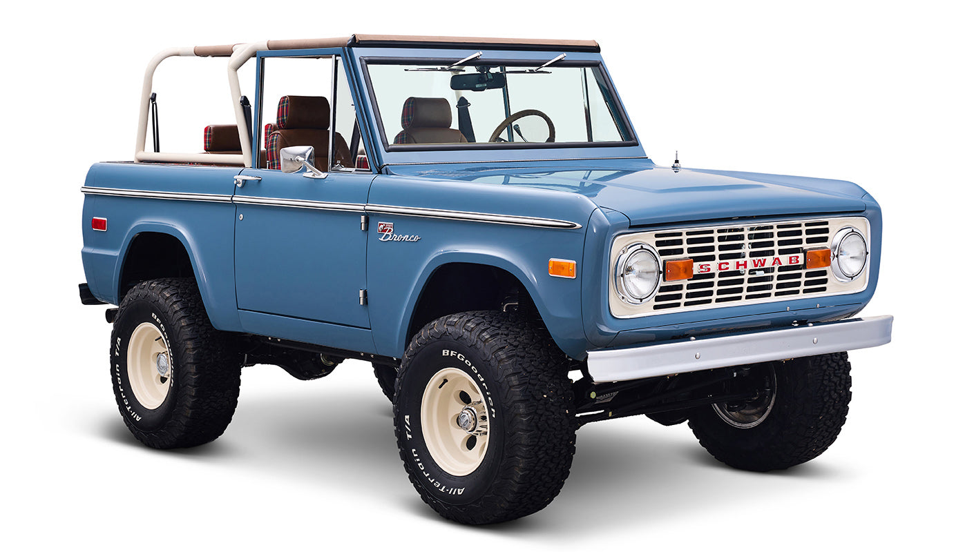1973 Classic Ford Broncos Coyote Series with Bikini Top & Custom Leather and Tartan Plaid Interior
