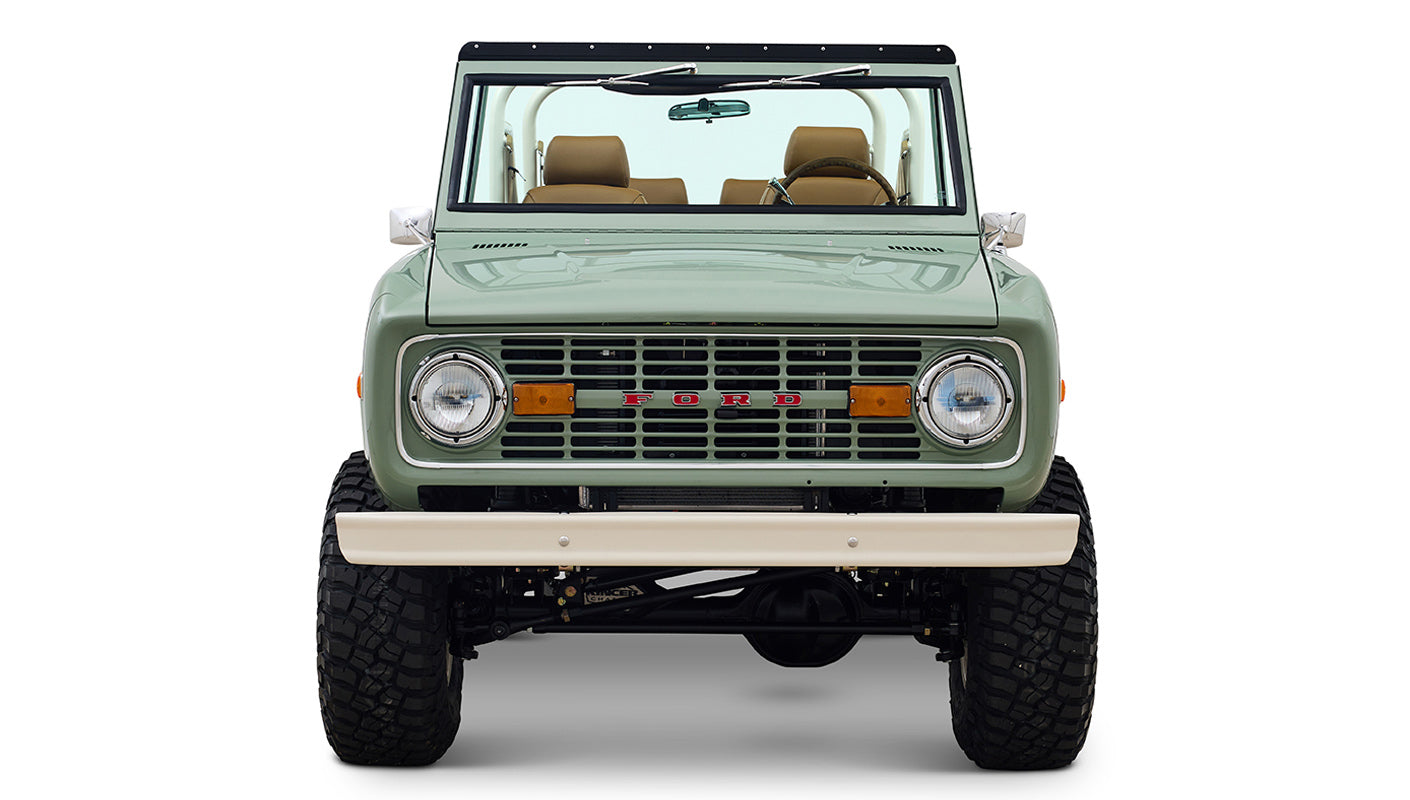 Ford Bronco 1973 Grasmere Green Coyote Series Wimbledon White Custom Interior