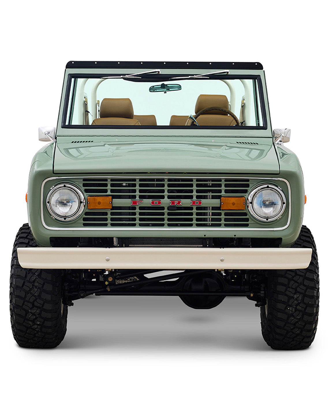 Ford Bronco 1973 Grasmere Green Coyote Series Wimbledon White Custom Interior