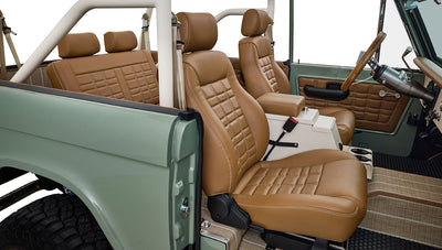 Ford Bronco 1973 Grasmere Green Coyote Series Wimbledon White Custom Interior