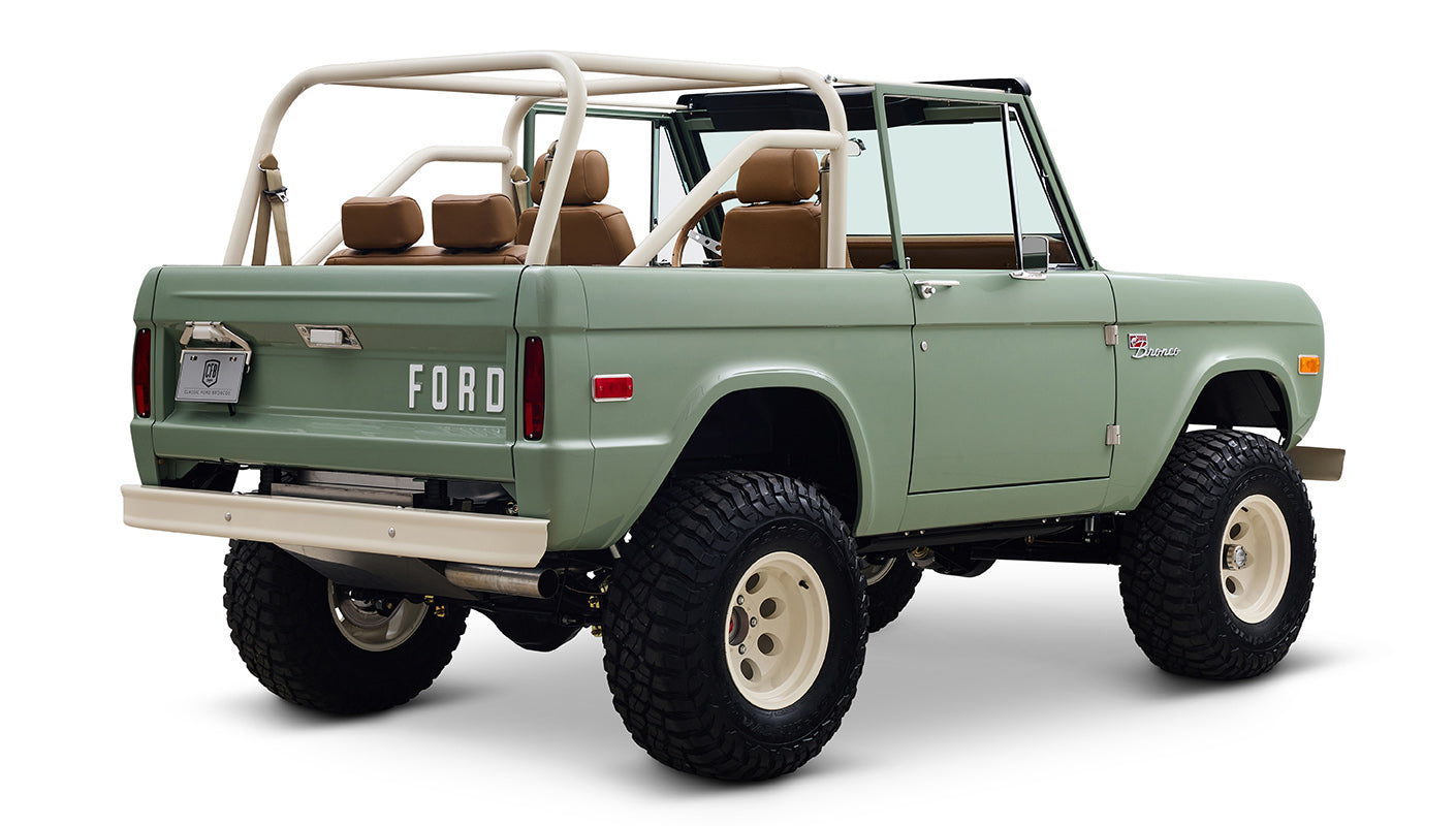 Ford Bronco 1973 Grasmere Green Coyote Series Wimbledon White Custom Interior
