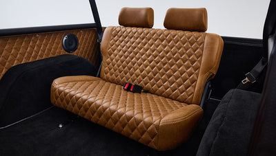 Ford Bronco 1973 Harvest Moon Coyote Series with Custom Whiskey Leather Diamond Stitch Interior